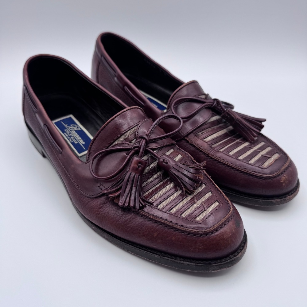 Bragano Cole Haan‎ Made in Italy Tassel Loafers Mens 9 D Oxblood Woven Vamp